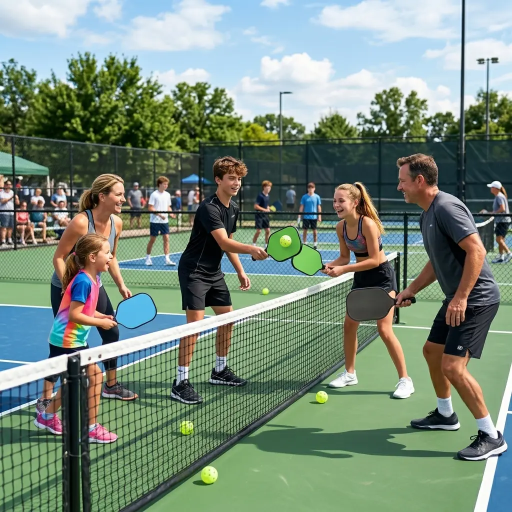 Lightweight Family / Youth Paddle (blue version) for teens, juniors, kids, and family programs: lighter, more forgiving pickleball paddle for new players, easy to carry in commuter and family bags.
