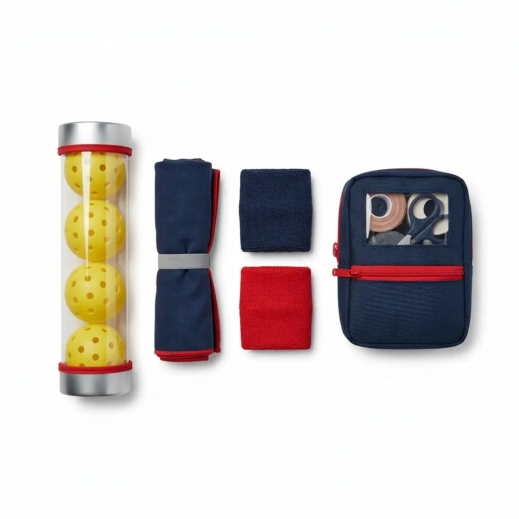 Tournament Accessory Set 02, includes a dedicated ball tube, cooling towel, wristbands, and tape kit for frequent tournament players.